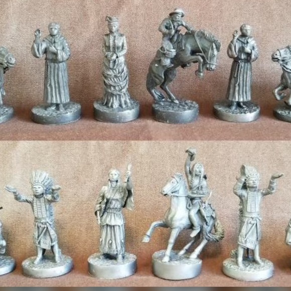 Rare Vintage Frederic Remington Pewter Chess Set 1989 - Picture 4 of 11